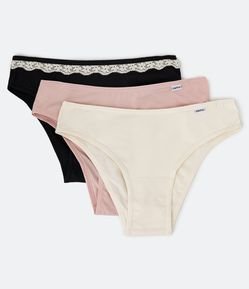 Kit Calcinha Biquíni em Microfibra com Renda