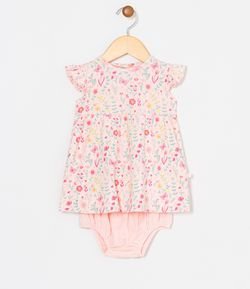 Vestido Infantil Estampa Floral com calcinha - Tam 0 a 18 meses