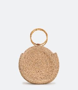 Bolsa de Palha com Alça de Bambu