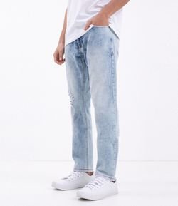 Calça Slim Marmorizada em Jeans