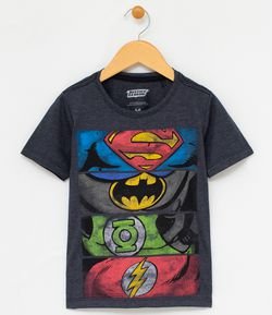 Camiseta Infantil com Estampa Liga da Justiça - Tam 5 a 14