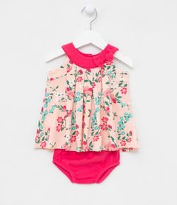 Vestido Infantil Floral com Calcinha - Tam 0 a 18 meses