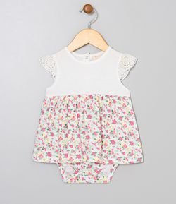 Vestido Body Infantil Estampa Floral - Tam 0 a 18 meses