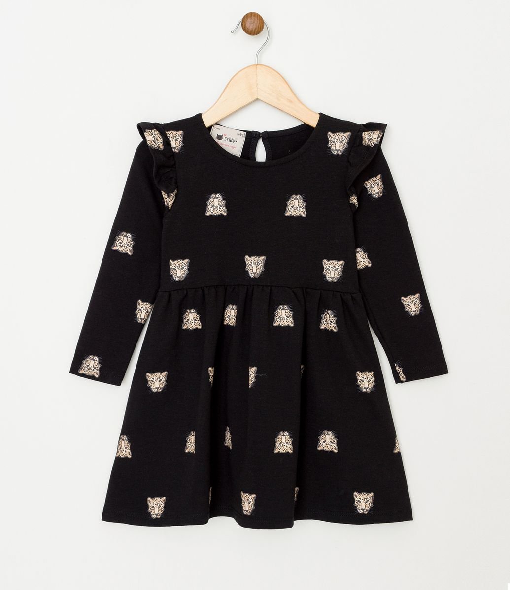 vestido infantil estampa de onça