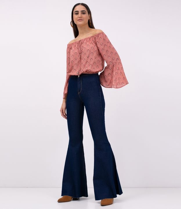 Blusa Bata Estampada com Amarração Blusa Bata Estampada com Amarração