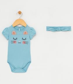 Body Infantil com Orelhinhas de Bixinho e Tiara - Tam 0 a 18 meses