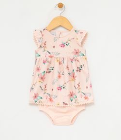 Vestido Infantil Estampa Floral com Calcinha - Tam 0 a 18 meses