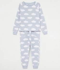 Pijama Manga Longa Estampa Nuvens com Fleece - Renner