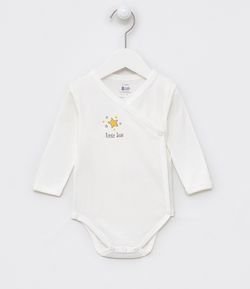 Body Infantil Kimono com Estampa de Estrela - Tam RN a 12 meses