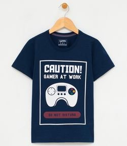 Camiseta Infantil com Estampa Gamer - Tam 5 a 14