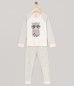 Pijama Infantil Algodão com Estampa Guaxinim - Tam 1 a 4