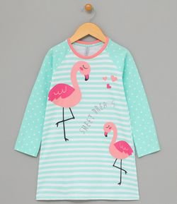 Camisola Infantil Estampa Flamingo - Tam 4 a 14