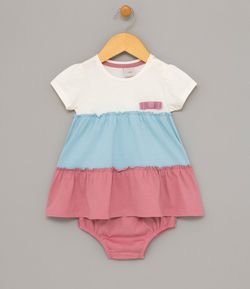 Vestido Infantil com Lacinho e Calcinha - Tam 0 a 18 meses