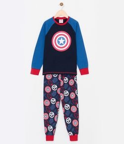Pijama Infantil Estampa do Capitao America - Tam 4 a 14