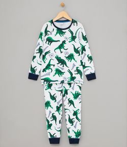 Pijama Infantil Ribana Estampado Dinossauros - Tam 4 a 12