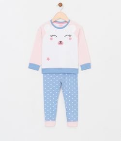 Pijama Infantil em Moletom Estampa de Urso - Tam 1 a 4