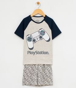 Pijama Infantil algodão com Estampa Playstation - Tam 5 a 14