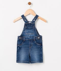 Jardineira Infantil em Jeans com Bolsos - Tam 0 a 18 meses