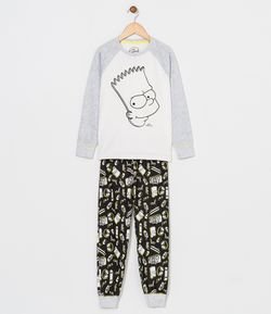 Pijama Infantil Estampa do Barth Simpsons Brilha no Escuro - Tam 5 a 14 anos