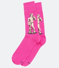 Meia Cano Longo Estampa Obra de Arte Michelangelo