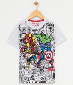 Camiseta Infantil com Estampa Avengers - Tam 4 a 14