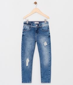 Calça Infantil Jeans com Puídos - Tam 5 a 14