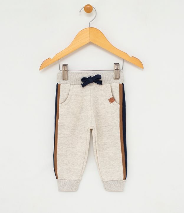 Pantalon Infantil en Algodon con Rayas Laterales - Talle 0 a 18 meses  Gris 1