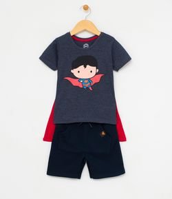 Cojunto Infantil Camiseta com Capa e Bermuda - 1 a 4