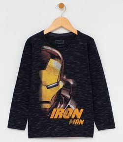 Camiseta Infantil com Estampa Homem de Ferro - Tam 4 a 14