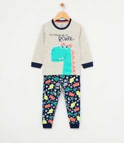 Pijama Infantil Algodão Estampado Dino - Tam  1 a 4