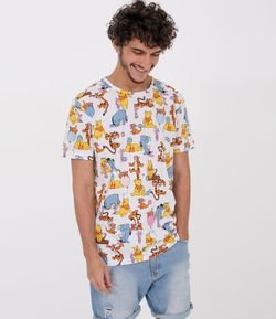 Camiseta Manga Curta Estampa Pooh e Amigos 