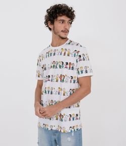 Camiseta Manga Curta Estampa Snoopy Listras 