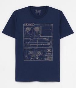 Camiseta Estampa Desenho Técnico Playstation