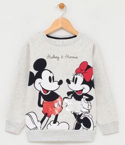 Blusão Infantil em Moletom Estampa Mickey e Minnie - Tam 4 a 14 anos