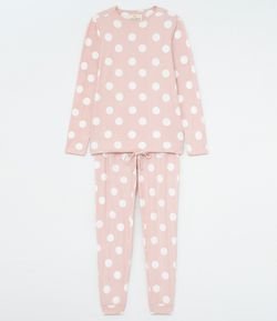 Pijama Manga Longo Estampa Poá com Calça Legging - Renner