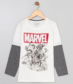 Camiseta Infantil com Estampa Marvel - Tam 4 a 10