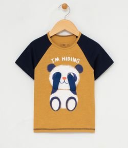 Camiseta Infantil Estampa Interativa Ursinho - Tam 1 a 4