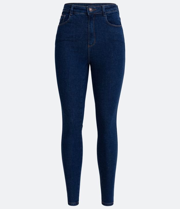 Calça Skinny Jeans com Detalhes Pespontados Azul 5