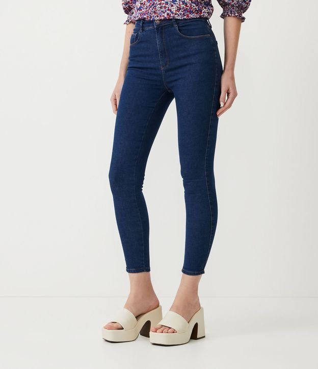 Calça Skinny Jeans com Detalhes Pespontados Azul 2