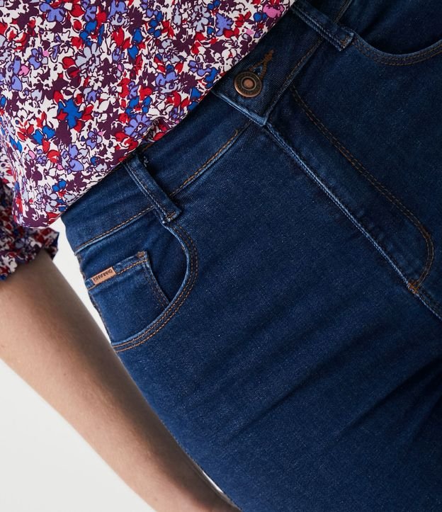 Calça Skinny Jeans com Detalhes Pespontados Azul 4