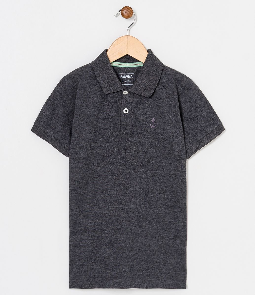 remera polo gris