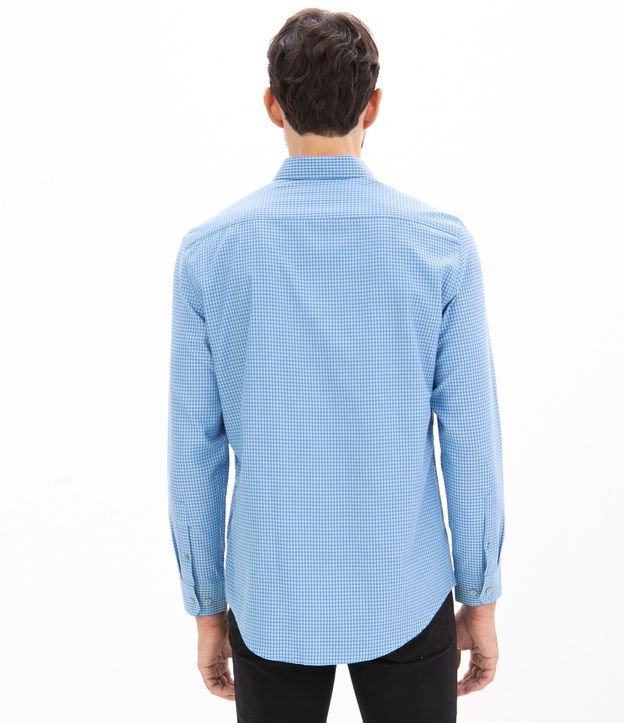 Camisa Slim Fit Manga Larga Estampa Cuadrillé  Azul  2