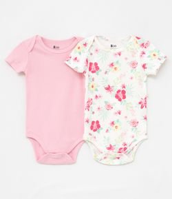 Kit Body Infantil Liso e Floral - Tam 0 a 18 meses