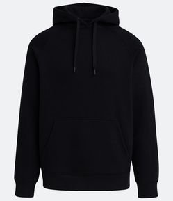 Blusão Fechado Básico em Moletom com Capuz e Bolso Canguru