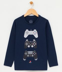 Camiseta Infantil Estampa Playstation - Tam 5 a 14