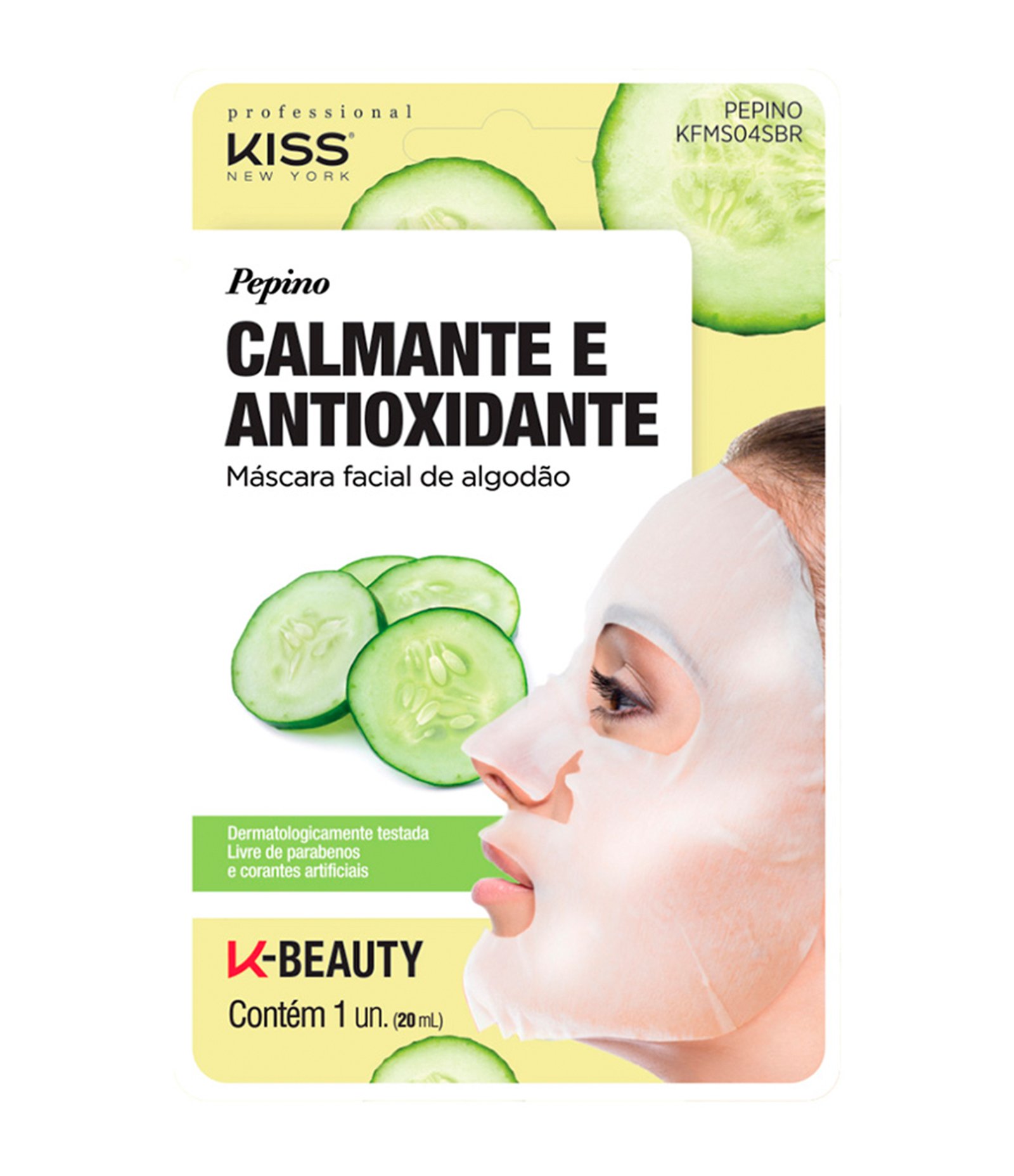 Máscara Facial de Algodão Pepino Kiss 20ml 1