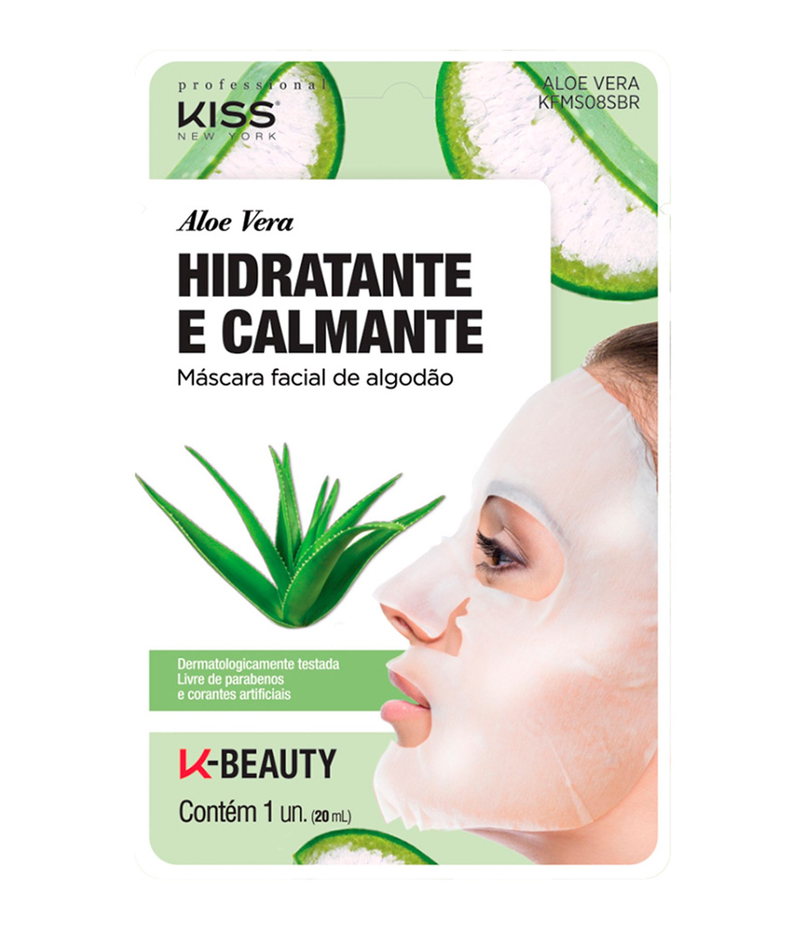 Máscara Facial de Algodão Aloe Vera Kiss 20ml 1