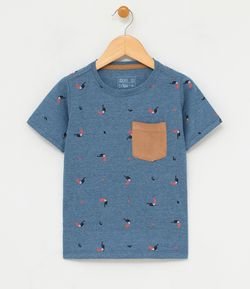 Camiseta Infantil Estampas Tucanos com Bolso - Tam 1 a 4 anos