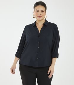 Camisa Lisa com Botões Curve & Plus Size