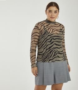 Blusa Animal Print em Tule Curve & Plus Size